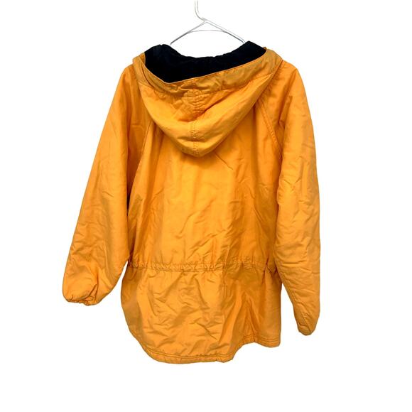 L.L. Bean Neon Orange Vtg 90s Hooded Anorak Quilted Jacket Oversized Size M - Picture 5 of 8